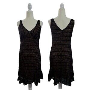 New York & Company Women Y2K Black Lace Sleeveless Empire Waist Dress Size Small